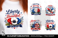 Liberty Is Beautiful Patriotic Floral PNG Product Image 1