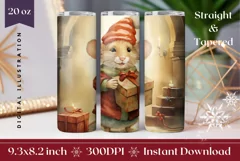 Christmas Tumbler Sublimation, Watercolor Mouse Tumbler Product Image 1