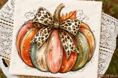 fall pumpkin png,pumpkin png,leopard bow pumpkin,boho fall Product Image 2
