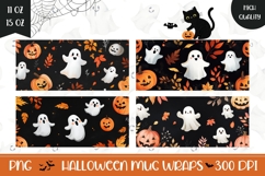 Cartoon Halloween Ghosts Mug Template, Fall Mug Designs Product Image 1