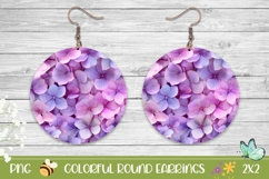 Flowers Earrings Design, Purple Hydrangea Round Earrings Product Image 1