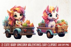 Cute Baby Unicorn Clipart, Valentines Day Couplet Product Image 1