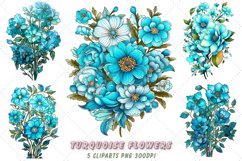 Turquoise flowers sublimation Clipart Bundle | clipart set Product Image 1