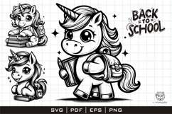 Adorable Unicorn with Backpack and Books Product Image 1