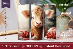 Christmas Tumbler Sublimation, Winter Highland Cow Tumbler Product Image 1