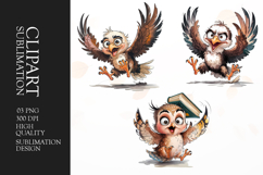 Grumpy eagle watercolor clipart sublimation Product Image 1