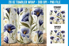 Iris Floral Tumbler Wrap | Floral Tumbler Sublimation Product Image 1
