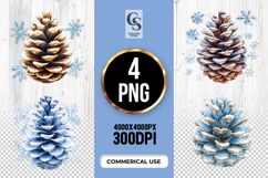 Frosted Pinecone Winter Clipart Sublimation PNG Product Image 1