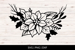 Hand Drawn Christmas Poinsettia Floral Arrangement SVG Product Image 1