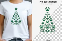 Paw print Christmas tree png design for T-shirts Product Image 1