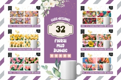 Cartoon Flowers Mug Designs, Tulips Mug Bundle Product Image 1