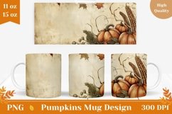 Vintage Fall Mug Template, Harvest Pumpkin Mug Sublimation Product Image 1