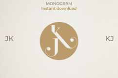 JK KJ Wedding Monogram Logo | Elegant Initials Vector Product Image 1