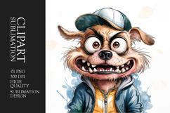 Grumpy Dog watercolor clipart sublimation Product Image 1