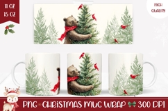 Vintage Christmas Bear Mug Design, Christmas Mug Wrap Product Image 1