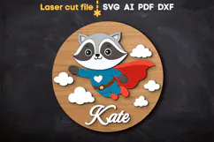 Raccoon Baby Name Sign SVG laser cut file for Glowforge Product Image 1