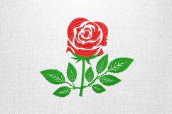Classic Single Red Rose Embroidery Design File Product Image 1