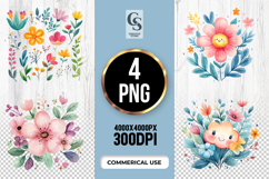 Colorful Watercolor Floral Bouquet Clipart Sublimation PNG Product Image 1