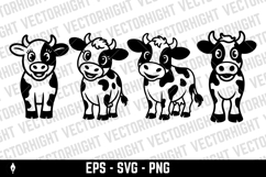 A black and white cartoon mascot of a spotted dairy cow Product Image 1