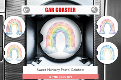 Nursery Pastel Rainbow Car Coaster Product Image 1