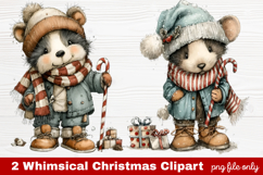 2 Whimsical Christmas Clipart | Cute Holiday PNG Set Product Image 1