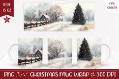 Christmas Village Mug Wrap, Christmas Sublimation Mug PNG Product Image 1