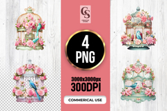 Floral Birdcage Clipart Sublimation PNG Product Image 1