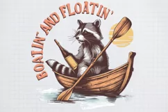 Retro Funny Raccoon Boatin and floatin Png Product Image 2