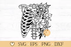 Rib Cage and Flowers svg, Floral Rib Cage svg, Skeleton svg Product Image 1