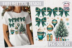 Christmas Coquette Bow PNG Holidays Funny Watercolor Product Image 1