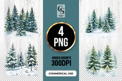 Snow Pine Forest Sublimation Clipart PNG Product Image 1
