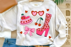 Coquette Valentine Sublimation PNG - Retro Heart Cake &amp; Leop Product Image 1