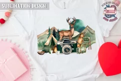 Camping Sublimation design Watercolor PNG Deer Mountains Product Image 2