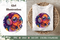Summer Girl Illustration, Cartoon Girl PNG, Cool Girl Print Product Image 1