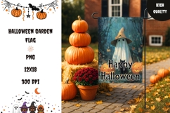 Cartoon Ghost Garden Flag, Halloween Cat Garden Flag Product Image 1