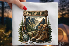 Adventure Life PNG, Mountain Hiking &amp; Camping Sublimation Product Image 1