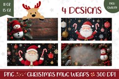 Santa Claus Mug Wrap Design, Snowman Mug Template Product Image 1