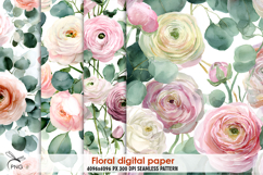 Watercolor floral digital paper, seamless pattern Product Image 1