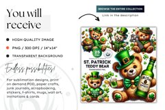 St Patrick Teddy bear Clipart, saint patricks day PNG Product Image 2