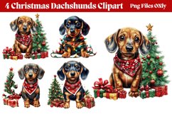 Christmas Dachshunds Clipart PNG Product Image 1