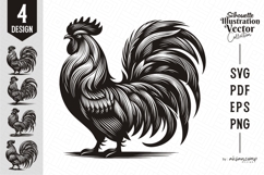 Elegant Rooster Silhouette Vector Product Image 1