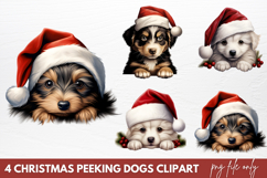 Christmas Peeking Dogs Clipart PNG Product Image 1