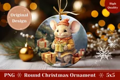 Christmas Ornament PNG, Cute Christmas Mouse Gift Tag Product Image 1