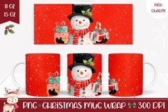 Red Christmas Snowman Mug, Christmas Presents Mug Product Image 1