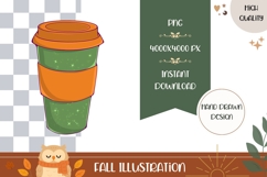 Hand Drawn Fall Illustration, Cartoon Coffee mug PNG Product Image 1