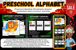 Preschool Alphabet Worksheets Graphic Activities for kids Product Image 1