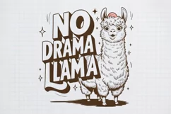 Vintage Funny Sarcastic Animal No Drama Llama PNG Product Image 1