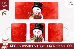 Red Christmas Snowman Mug, Christmas Presents Mug Design Product Image 1