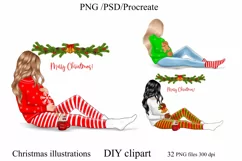 Pregnant girl clipart, DIY clipart, Christmas Product Image 1