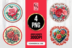 Vintage Rose Heart Clipart Sublimation PNG Product Image 1
